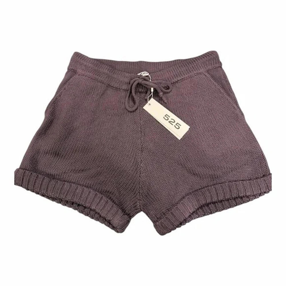 NWT 525 America Knit High Waisted‎ Shorts - Sweater Shorts Purple - Size Small